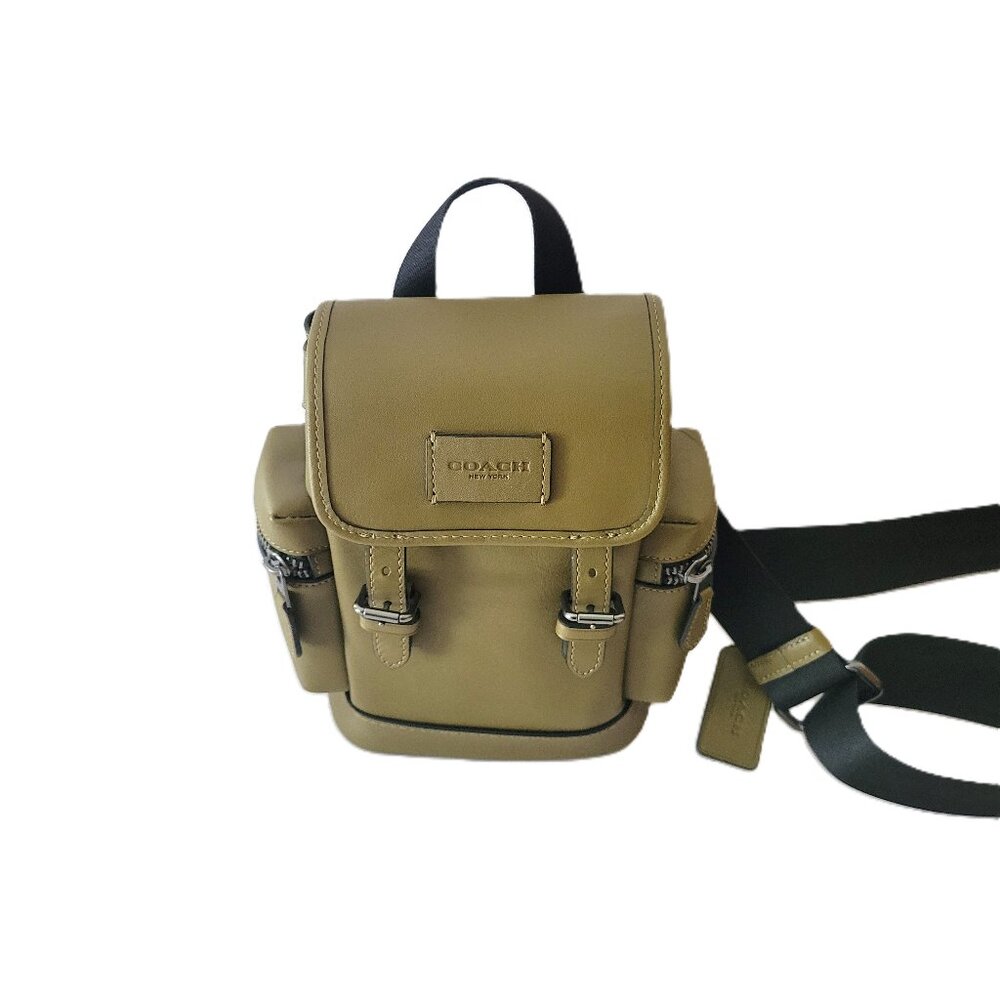 Coach CDR05 Sprint Sling Pack Smooth Leather Small Messenger Bag Green